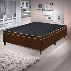 Base Cama Bau Articulado Casal 1,88x1,38x0,40 Suede E Marrom