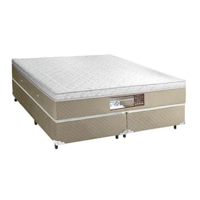 Base + Colchao King Sensy Euro Pilow Com Molas Ensacadas 2,03x1,93x0,74 Branco- Bege