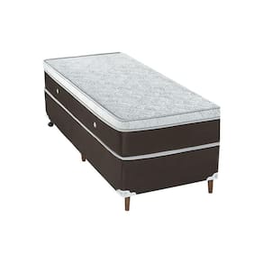 Base E Colchao Solteiro Stylle Unico Molas Ensacadas 1,88 X 0,88 X 0,70 Branco - Marrom
