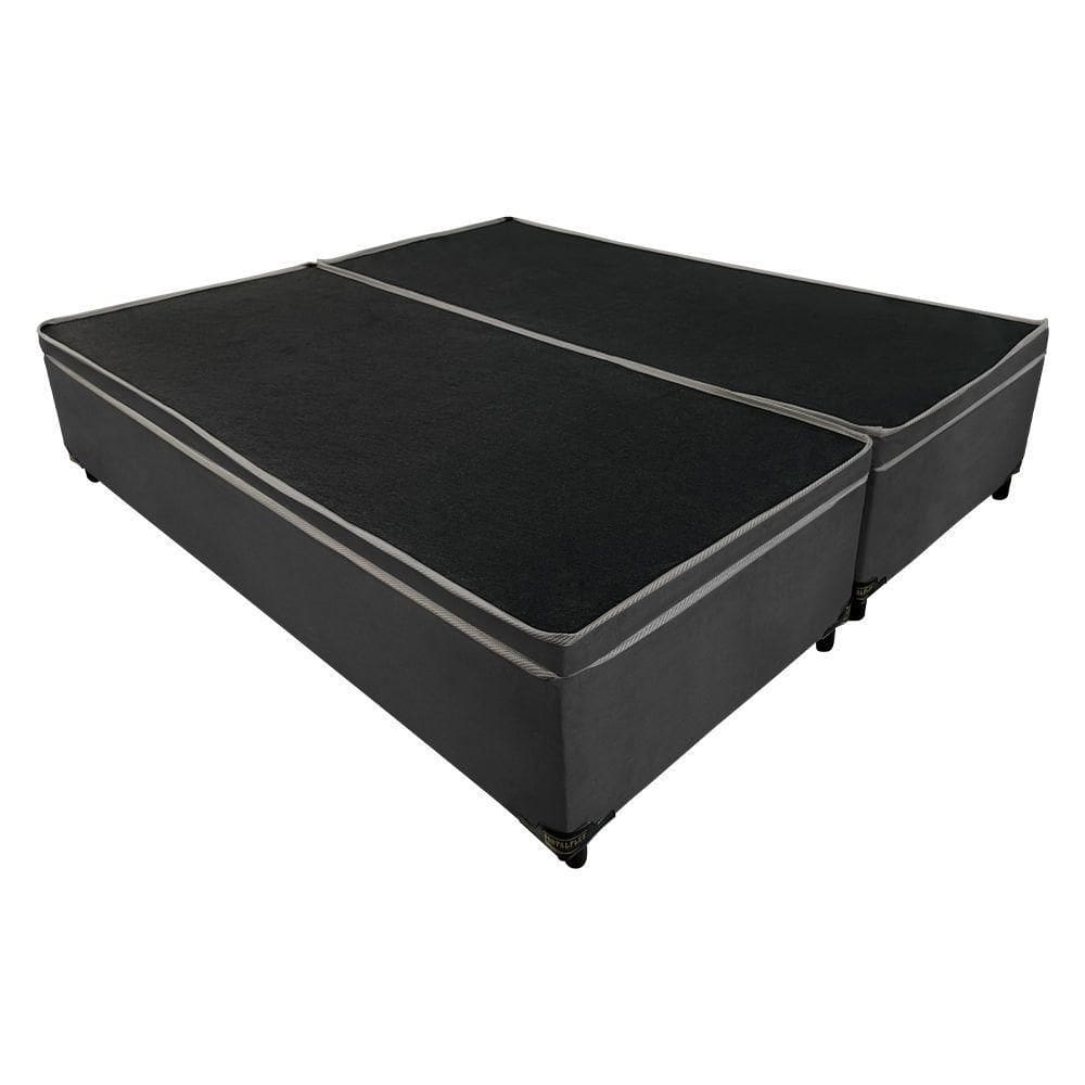 Base Cama Bau Articulado King 2,03x1,93x0,40 Suede E Cinza