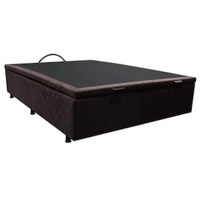 Base Baú Para Cama Casal 138x188cm Liz S05 Suede Bordado Marrom - Mpozenato