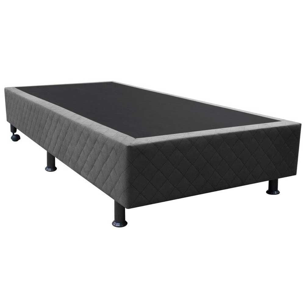 Base Para Cama Solteiro 88x188cm Liz S05 Suede Bordado Cinza - Mpozenato