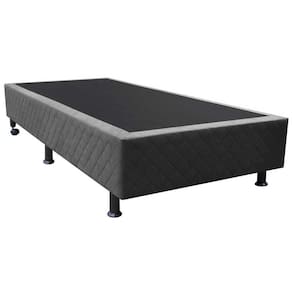 Base Para Cama Solteiro 88x188cm Liz S05 Suede Bordado Cinza - Mpozenato