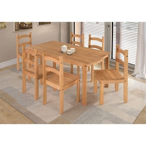 Conjunto Mesa Com 6 Cadeiras Madeira Maciça Natural