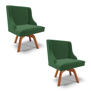 Kit 2 Cadeiras Estofadas Giratória Para Sala De Jantar Lia Veludo Verde Esmeralda - Ibiza