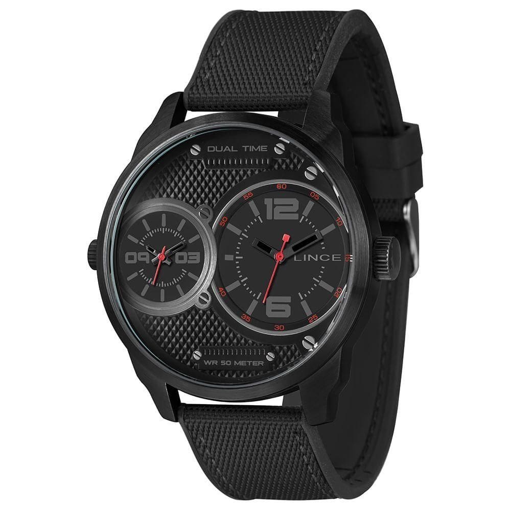 Relógio Lince Masculino Dual Time Preto Mrnh214l50 Pvpx