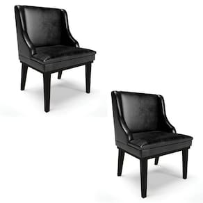 Kit 2 Cadeiras Estofadas Base Fixa De Madeira Preto Lia Sintético Premium Preto - Ibiza