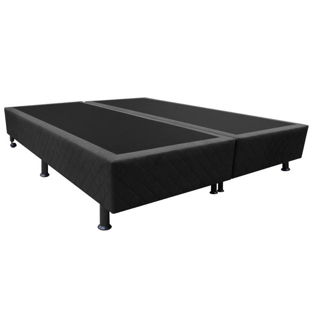 Base Para Cama Casal King 192x203cm Bipartido Liz S05 Suede Bordado Preto - Mpozenato