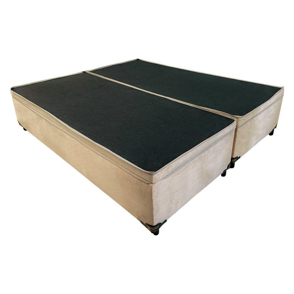 Base Cama Bau Articulado King 2,03x1,93x0,40 Suede E Bege
