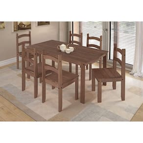 Conjunto Mesa Com 6 Cadeiras Madeira Maciça Chocolate
