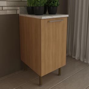 Balcão De Cozinha Com Tampo E 1 Porta 40cm Multimóveis Cr20458 Freijó Mármore Branco
