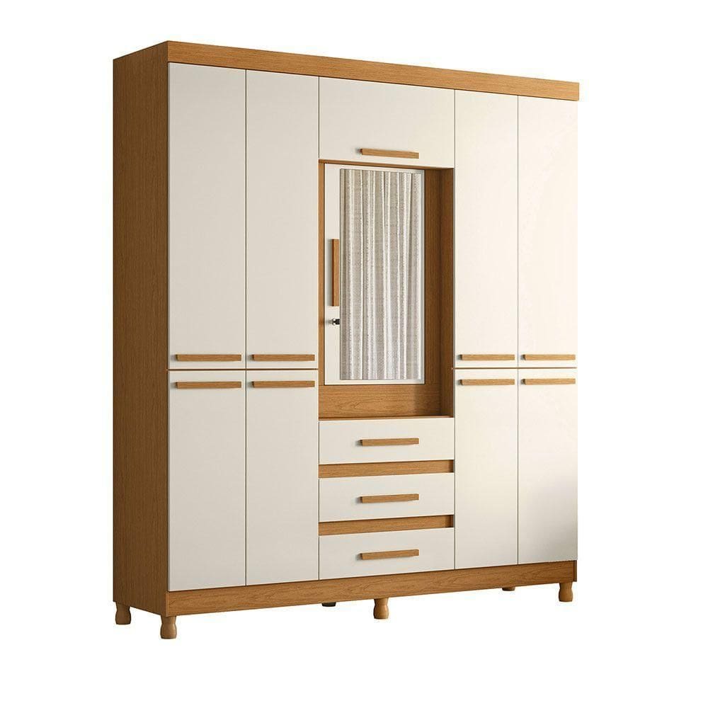 Guarda Roupa Fusion Casal Porta Basculante Espelho Albatroz Cinamomo/off White