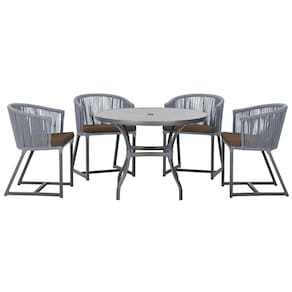 Mesa com 4 Cadeiras de Jantar Roma 100cm e Noronha em Aluminío