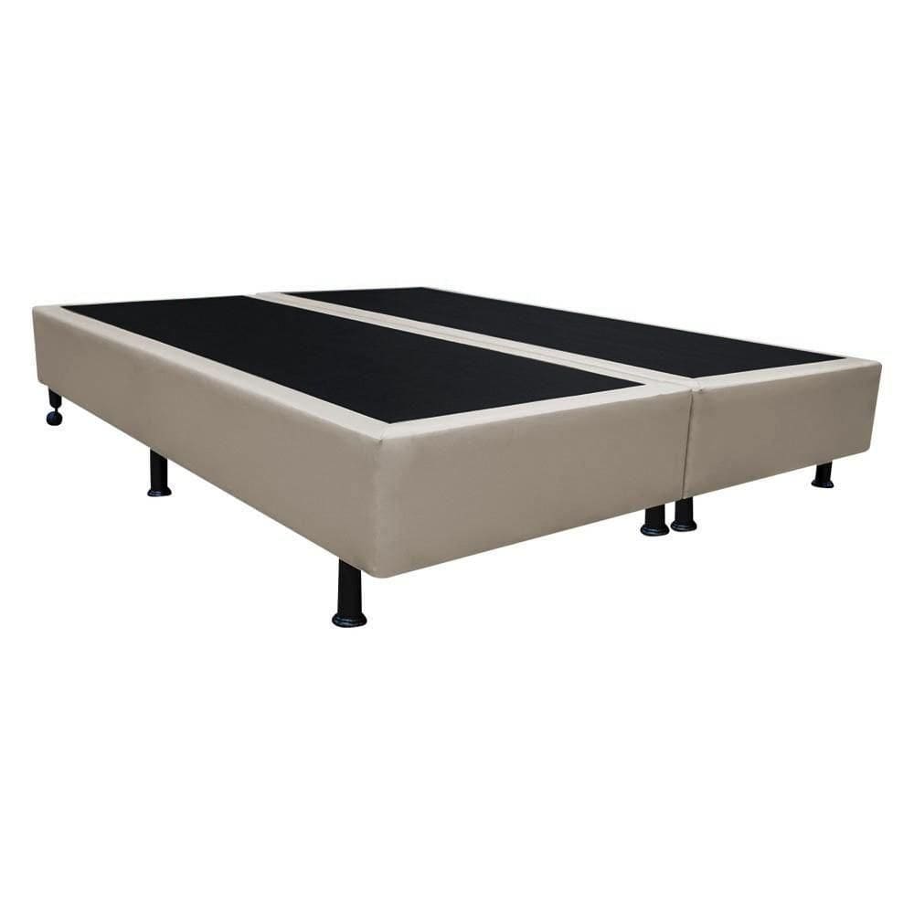Base Para Cama Casal King 192x203cm Bipartido Liz S05 Sintético Bege - Mpozenato