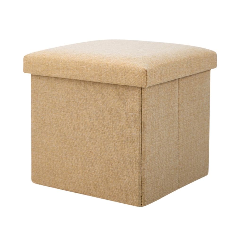 Puff Bau Organizador De Calçados Elegante Quadrado Bege Top House