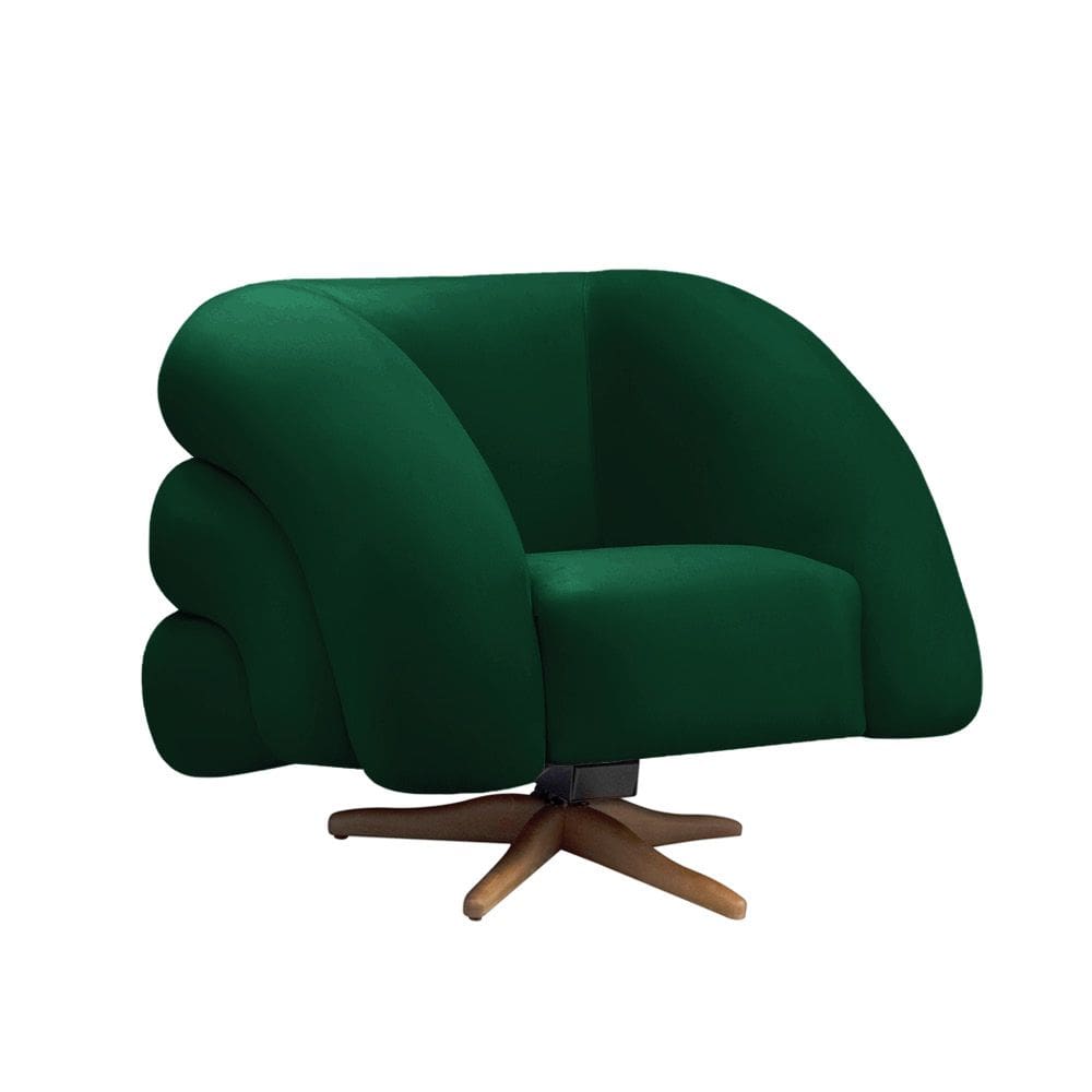 Poltrona Giratória Orgânica com Balanço Tana Bouclê Verde E03 - D`Rossi
