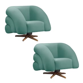 Poltrona Giratória Orgânica com Balanço kit 2 Tana Bouclê Azul Turquesa E03 - D`Rossi