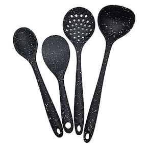Utensílios Em Silicone Texturizado De Cozinha Para Servir Preto 4pçs