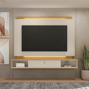 Painel Home com Led para TV até 75 Polegadas Hanava  TAUARI/OFF WHITE FOSCO