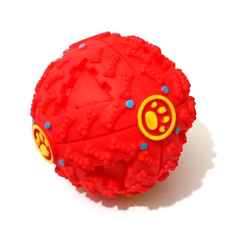Bolinha Petisco Interativo Cachorro Com Apito - Grande Vermelho