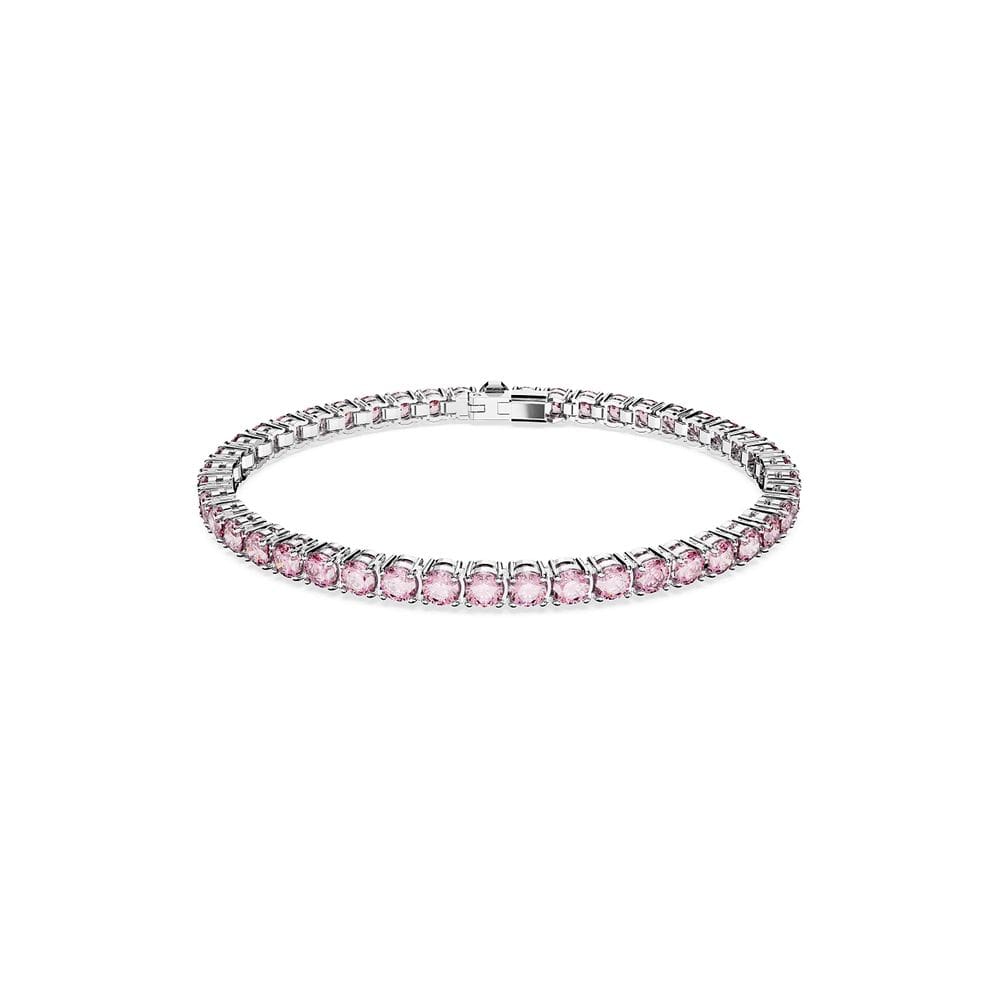 Pulseira de tênis Swarovski Matrix com cristais redondos rosa