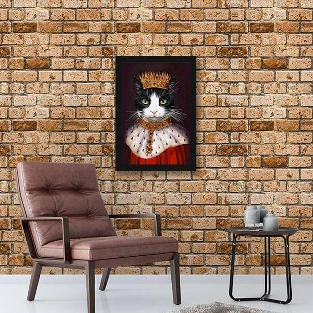 Quadro Meu Gato Rei 24X18Cm - Com Vidro - Madeira Preta
