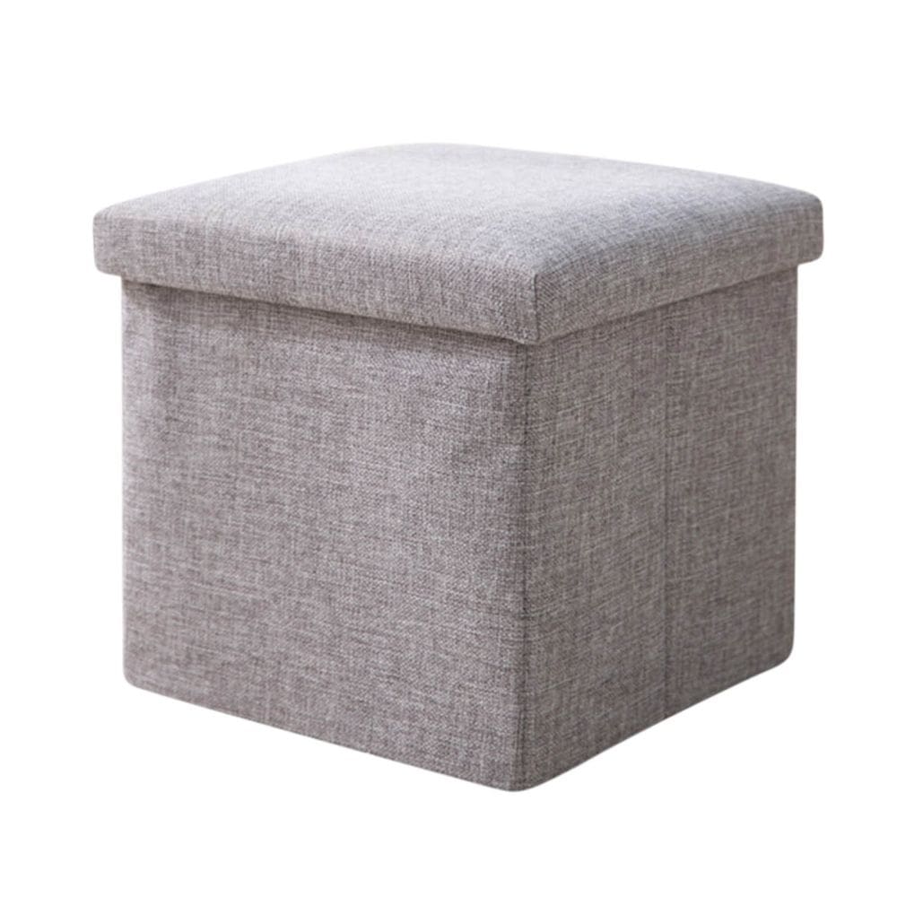 Puff Bau Organizador De Calçados Elegante Quadrado Cinza Top House