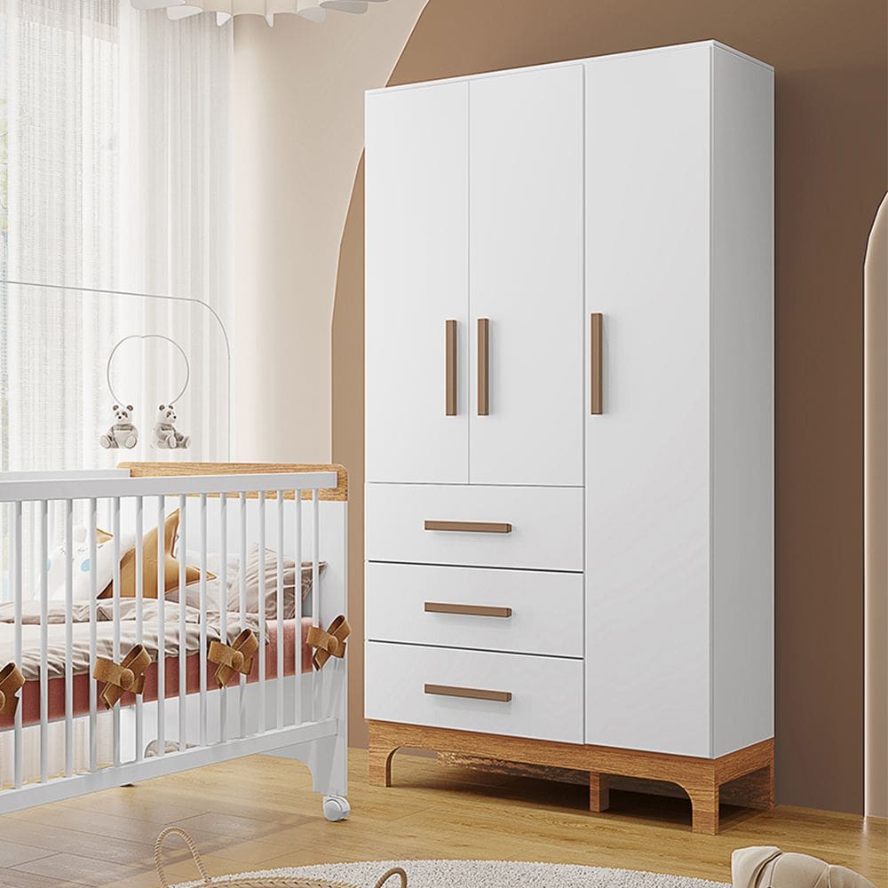 Guarda-roupas Infantil 3 Portas e 3 Gavetas Doçura Branco/savana