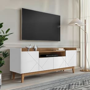 Rack Para TV até 65 Polegadas 4 Portas 1 Nicho 180cm Adria Branco/Cedro