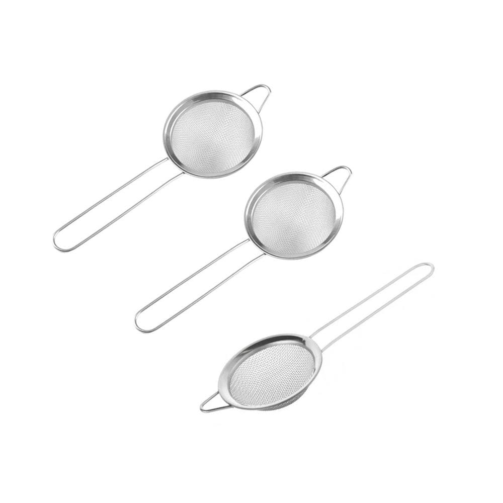 Peneira Pequena Aço Inox 8cm Cabo Cozinha Confeitaria 3un