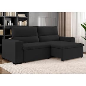 Sofá 3 Lugares Retrátil e Reclinável 220cm Belize Preto