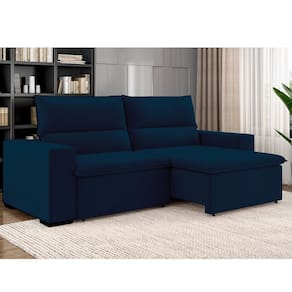 Sofá 3 Lugares Retrátil e Reclinável  220cm Bruges Azul