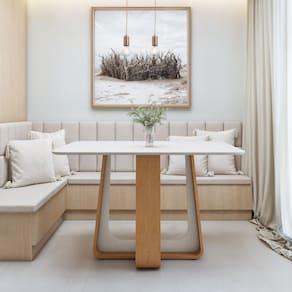 Mesa de Jantar Retangular 120cm com Tampo em MDF Sintonia Amêndoa Clean/Off White