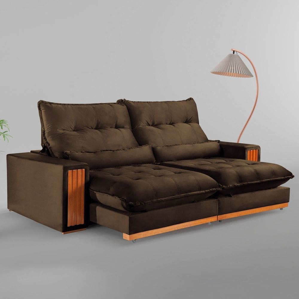 Sofá Retrátil e Reclinável 2 Lugares 250cm Santorini Marrom