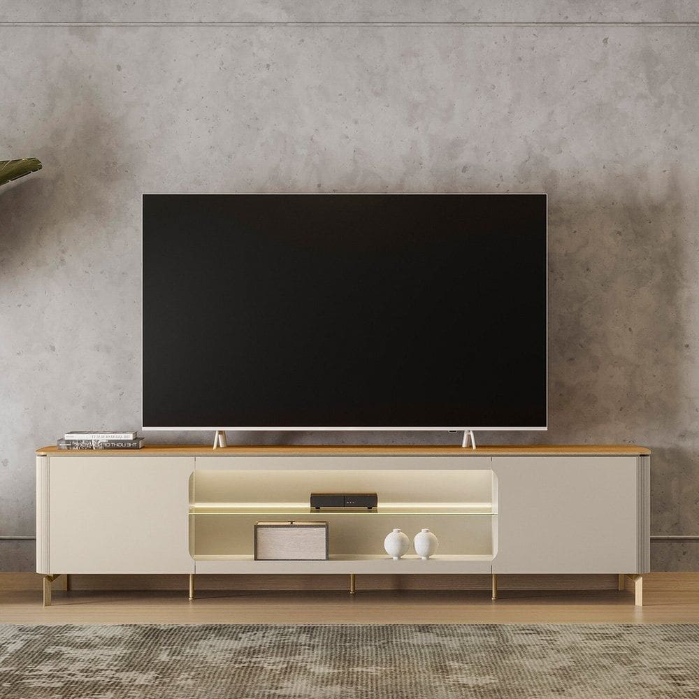 Rack para TV 84 Polegadas com LED Santorini TAUARI/OFF WHITE FOSCO