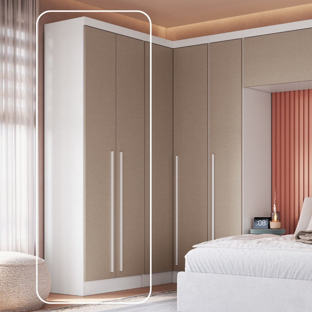 Guarda-Roupa Modulado 2 Portas com Prateleiras Infinity Branco Line/ Duna Line