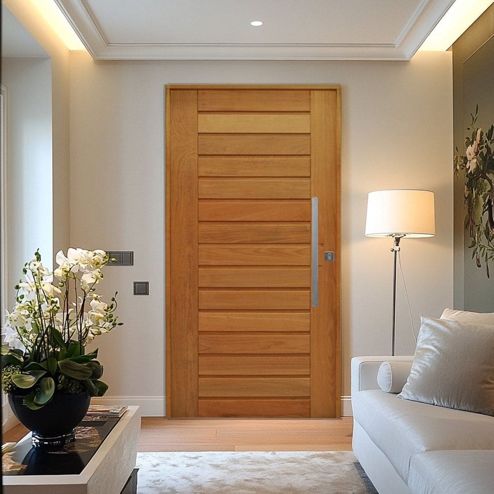 Porta Pivotante Batente Misto 14 Puxador Barra Chata 120X210cm Esquerdo Rodam California