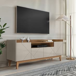 Rack Para TV até 65 Polegadas 4 Portas 1 Nicho 180cm Adria Off White/Cedro