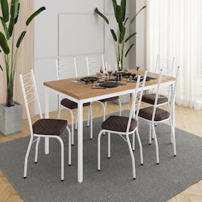 Conjunto para Cozinha 1 Mesa com 6 Cadeiras Adriana Branco/ Cacau