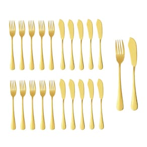Garfo e Faca Talheres para Peixe Aço Inox Dourado 50pares