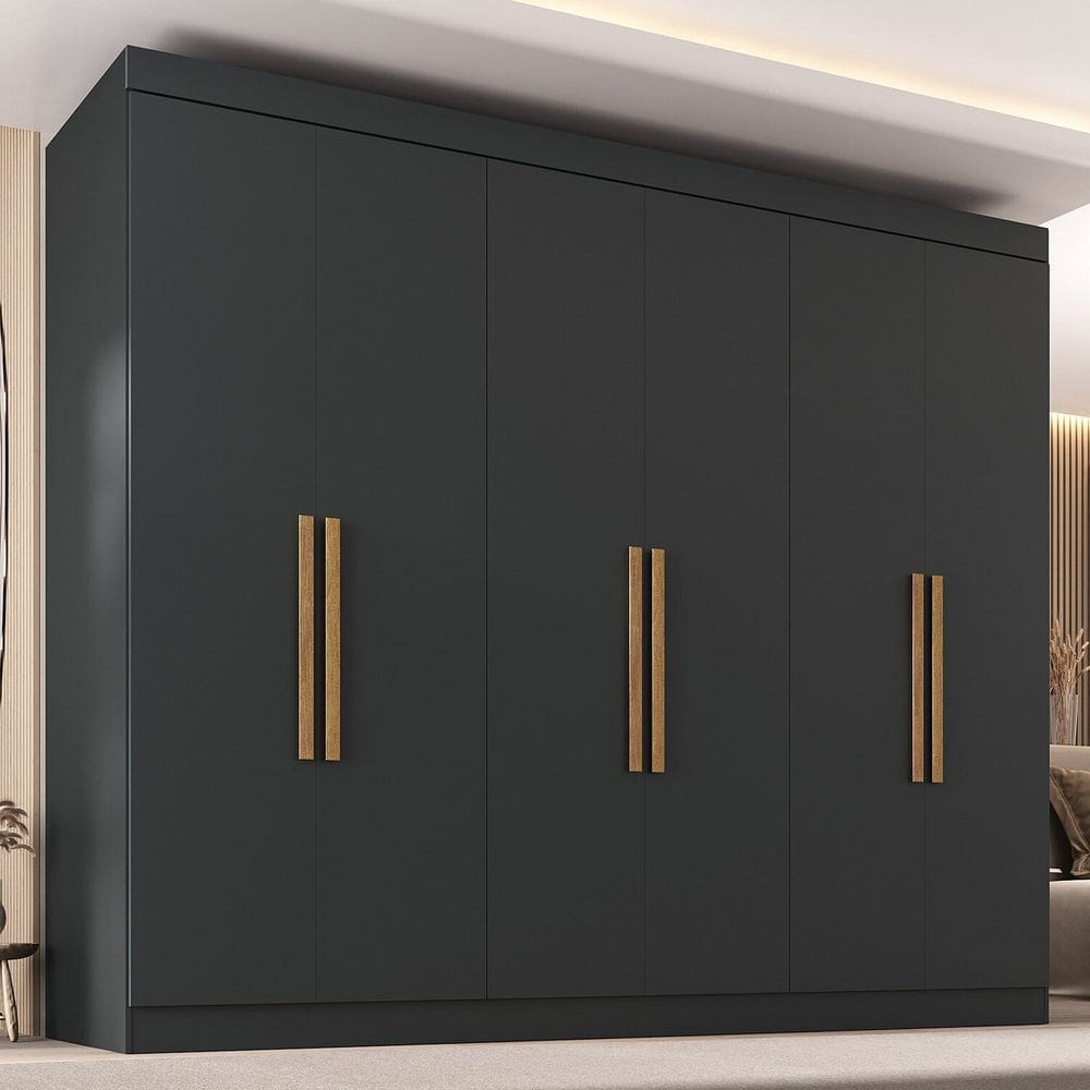 Guarda Roupa 6 Portas WT MDP com Puxador Paris Preto