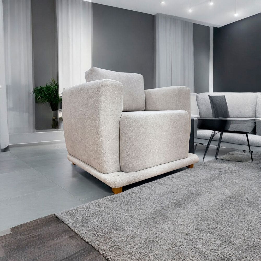 Poltrona Decorativa Luxo Para Sala Recepção Escritório Confortável Bridge Boucle Premium
