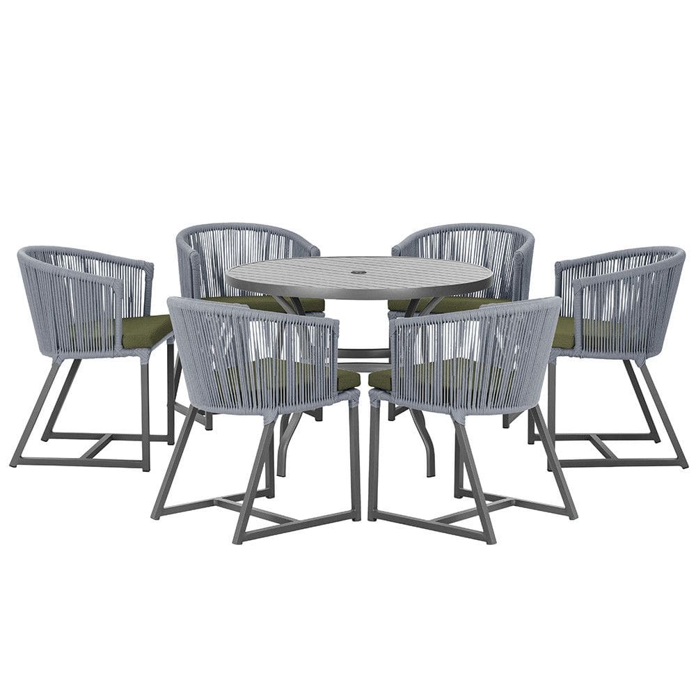 Mesa com 6 Cadeiras de Jantar Roma 120cm e Noronha em Alumínio