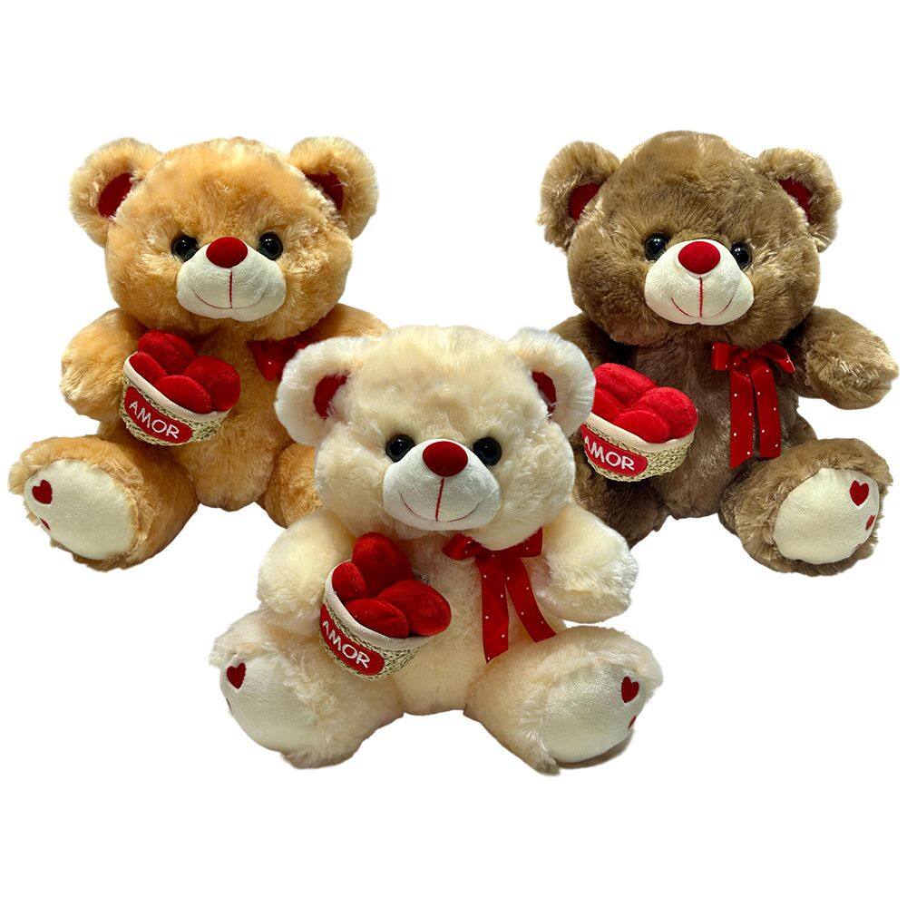 Urso Pelucia Cestinha Com Coracao Romantico Presente Fofo