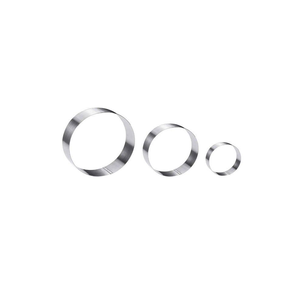Cortador de Bolo Redondo Forminha Corte Molde Aço Inox 3un
