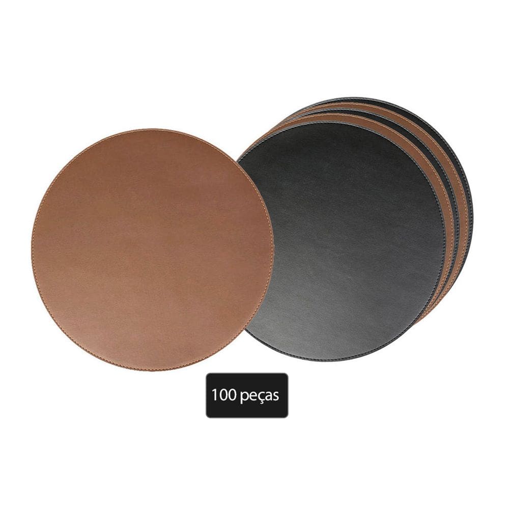 Jogo Americano Redondo Sousplat Marrom Preto Buffet 100un
