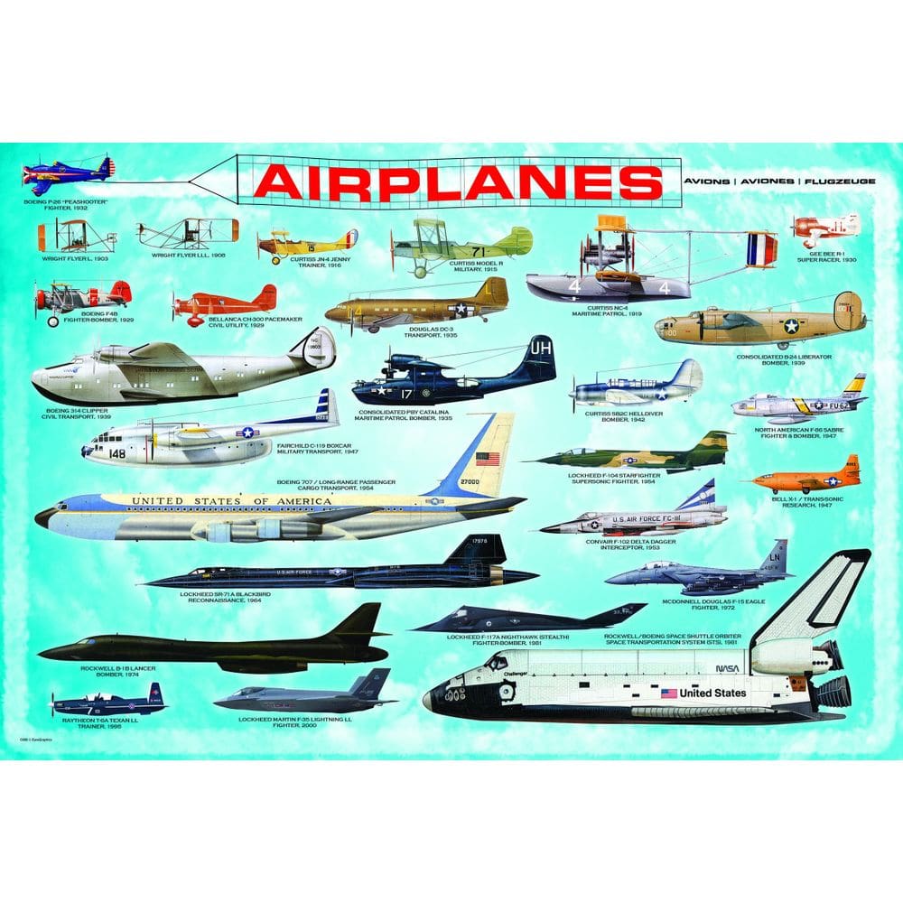 Quebra-cabeça EuroGraphics Airplanes 100 peças