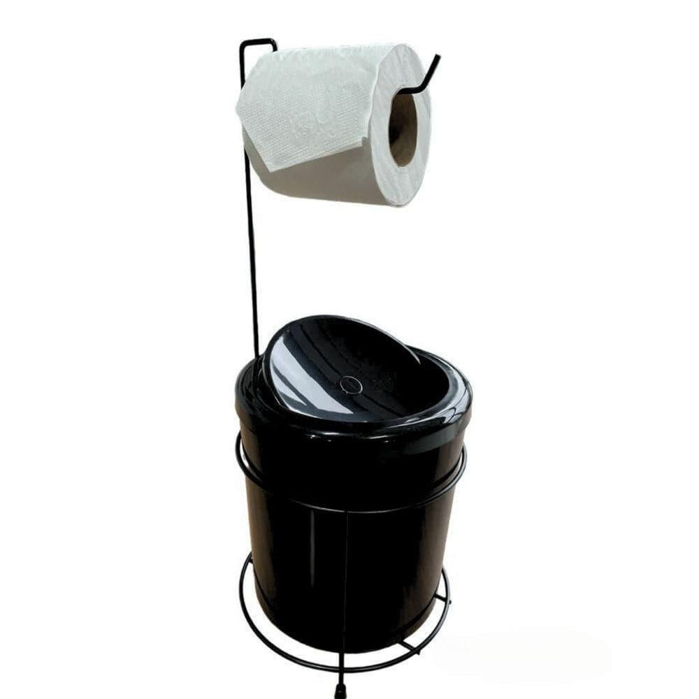 Lixeira Basculante Com Suporte Papel Higiênico 5lt Haus Preta