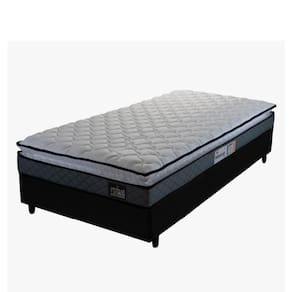 Cama Solteiro Colchão Espuma D33 Pillow Top Millenium 88x188x57cm Cinza/Preto Hellen - Suporta até 120kg por Pessoa Cinza