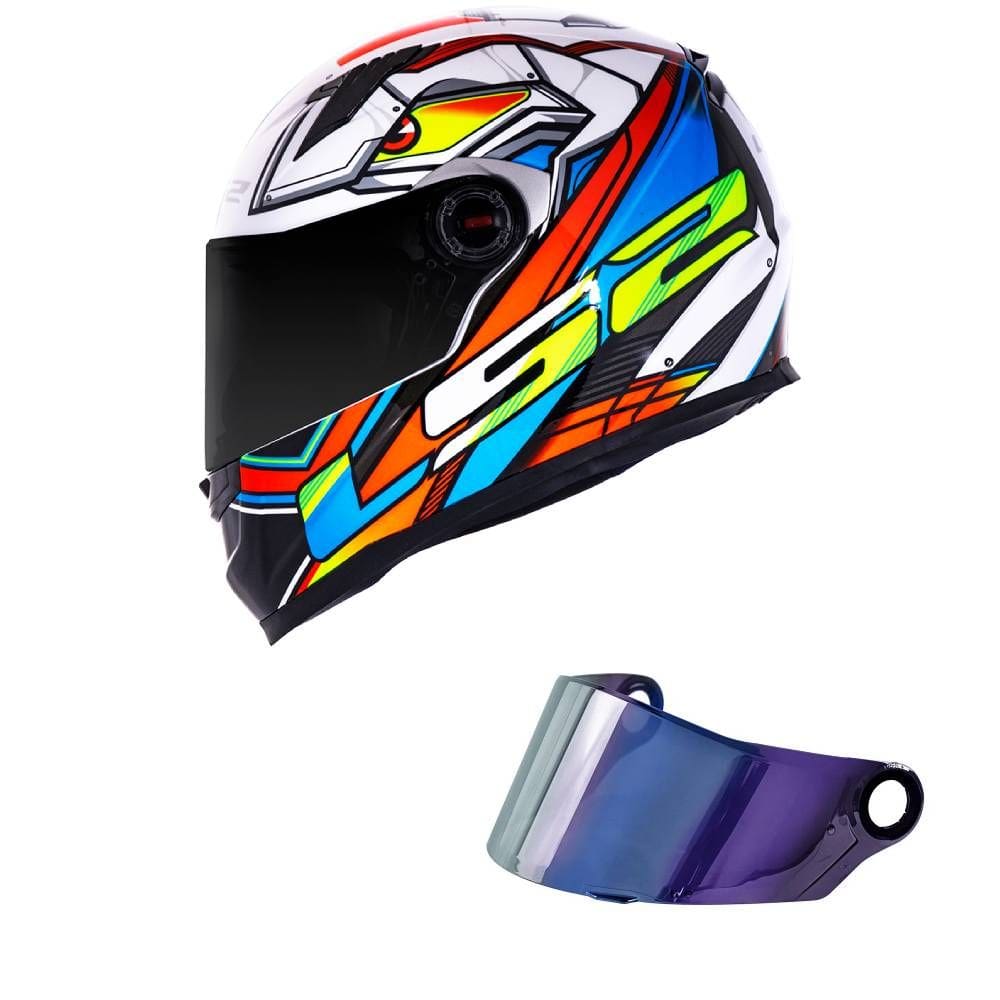 Capacete LS2 FF358 Xdron Laranja Mais Viseira Camaleão